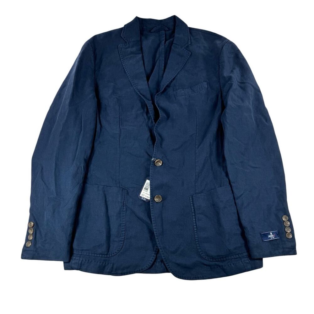 johnnie-O Coolidge Linen Blend Blazer 40R Navy Blue Top Shelf Sport Coat Jacket